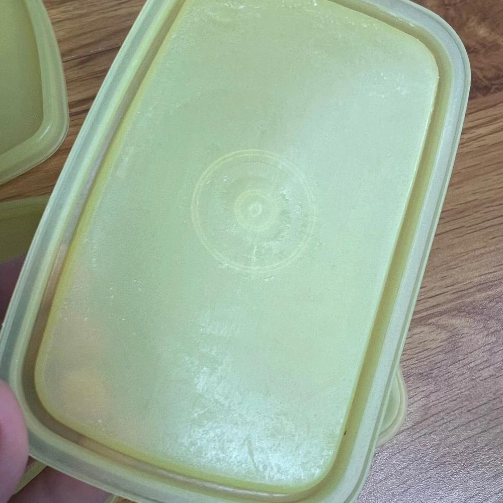 Vintage Tupperware Food Storage Lot of 7 Yellow White Rectangular Canisters